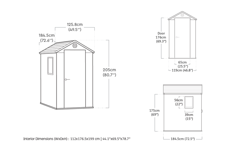 Darwin Graphite Medium Storage Shed - 4x6 Shed - Keter US
